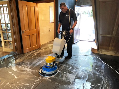 Ceramic tile floor cleaning