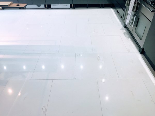 White Limestone floor high shine
