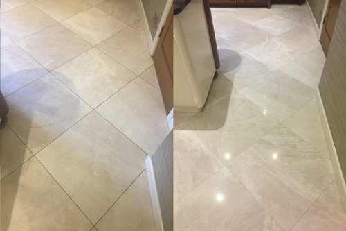 Marble floor before after polishing