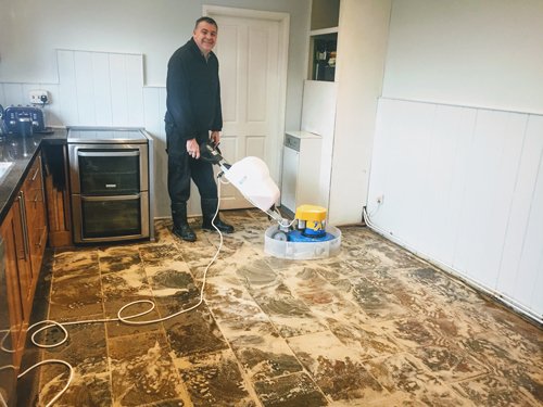Kevin Cleaning Slate Flooring