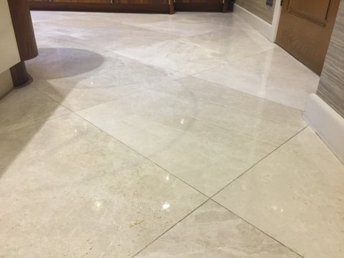 White polished Marble floor