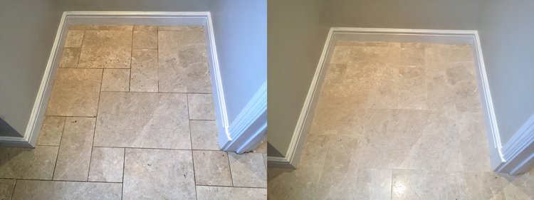 Travertine floor before and after clean
