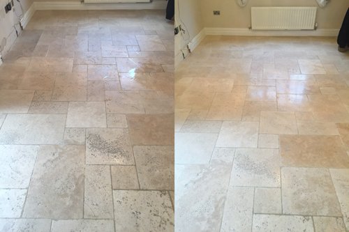 Tumbled Travertine before after