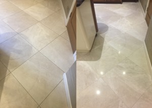 Polished marble floor before and after