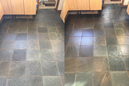 Slate floor colour enhanced sealant example