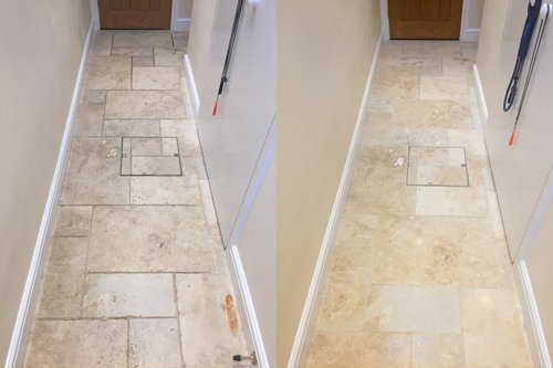 Travertine stone floor cleaning