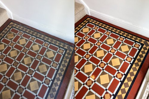 Victorian tiled floor restoration results