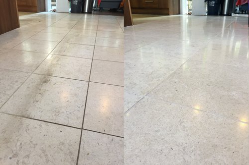 Catania Limestone before and after polishing