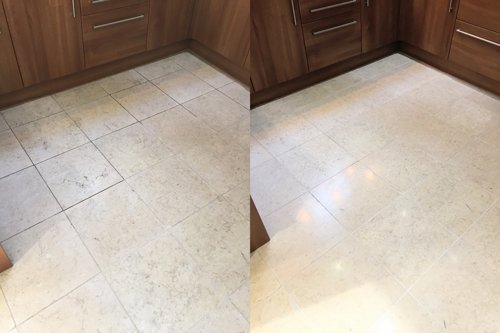 Polished Catania Limestone kitchen tiles