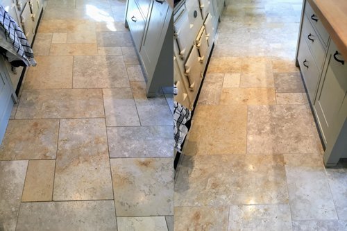 Jerusalem Brushed Limestone floor restoration before and after