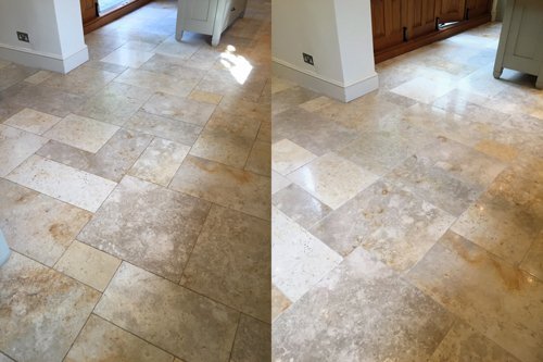 Brushed Limestone floor cleaning results