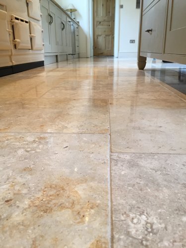 Lightly polished Jerusalem Brushed Limestone floor