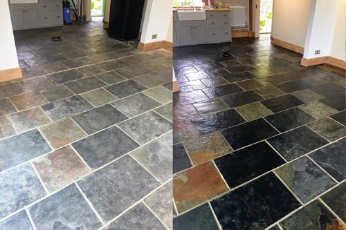 Chinese slate floor cleaning