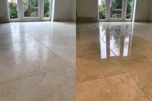 High shine polished marble floor