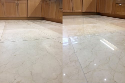 Marble cream floor highly polished