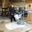 Kevin polishing a concrete floor on a course
