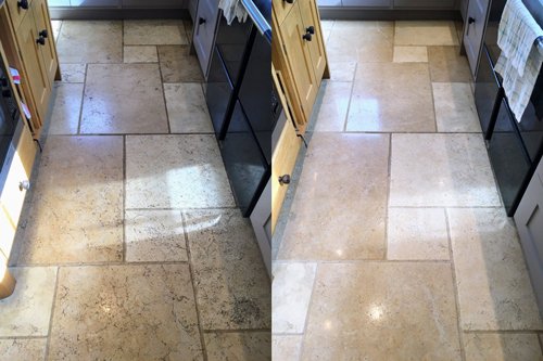 Wax removed from a Limestone Floor