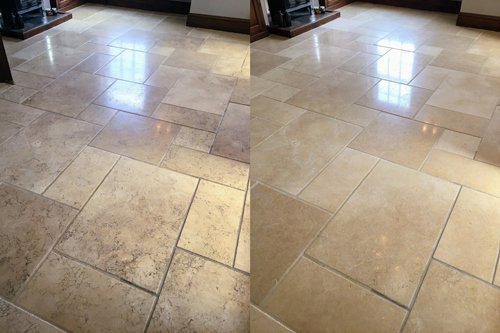 Limestone Tile Before After Cleaning