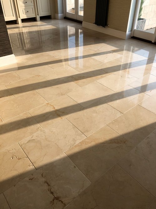 Limestone floor polished