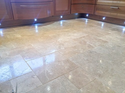 Cream polished finished Travertine floor