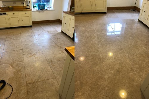 cleaning limestone polished